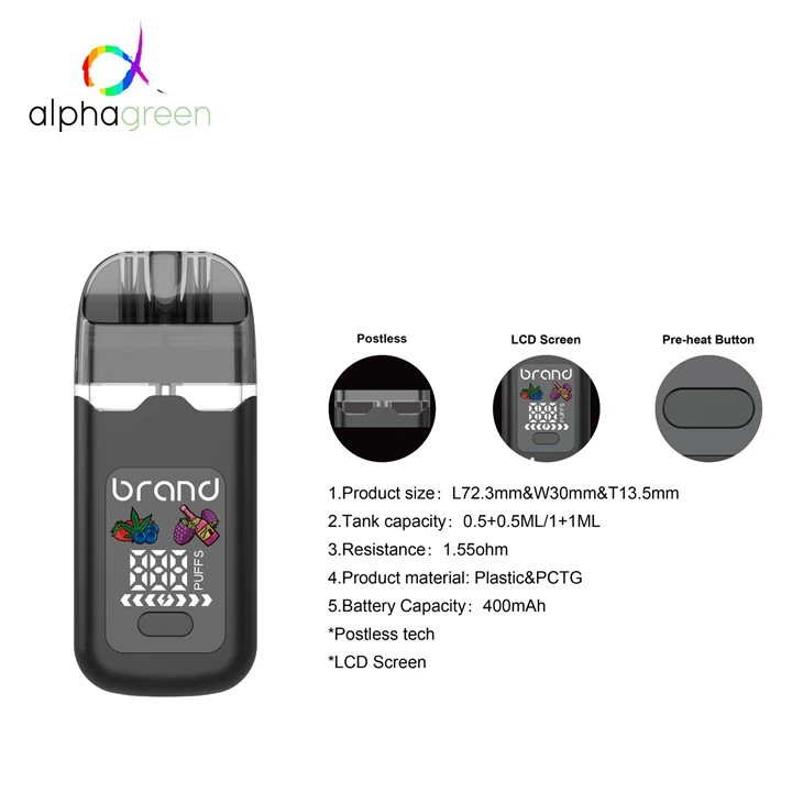 0.5+0.5ml 1+1ml Dual Chamber Postless Rechargeable Disposable Vape factory