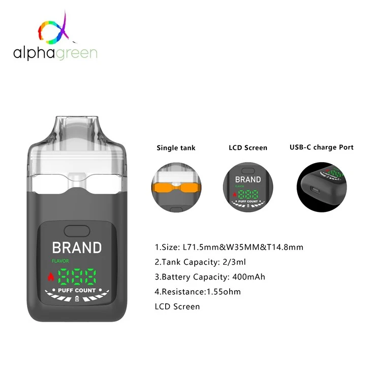 2ml Rechargeable Disposable Vape Pen With Screen AD8020S factory