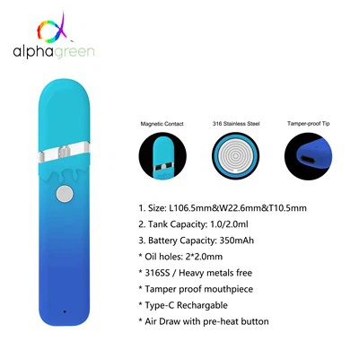 1ml/2ml Drip Pattern Low Temps Rechargeable Disposable Vap