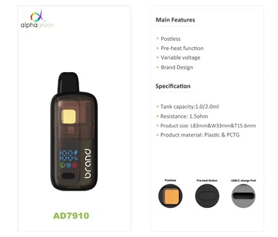 Big Capacity 1/2ml Postless Voltage Adjustable Cannabis Vape Box With LCD Screen