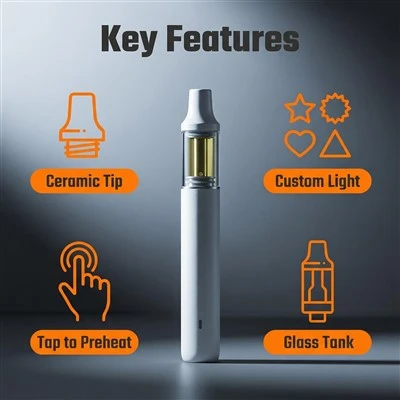 1ml 2ml All-in-One Disposable Vape Pen 1ml | 400mAh Type-C Rechargeable | Ceramic Mouthpiece | Stable Performance AD1410/AD1420